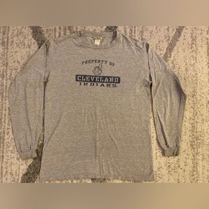 Vintage 2006 Cleveland Indians Chief Wahoo Long Sleeve Gray Medium T-Shirt